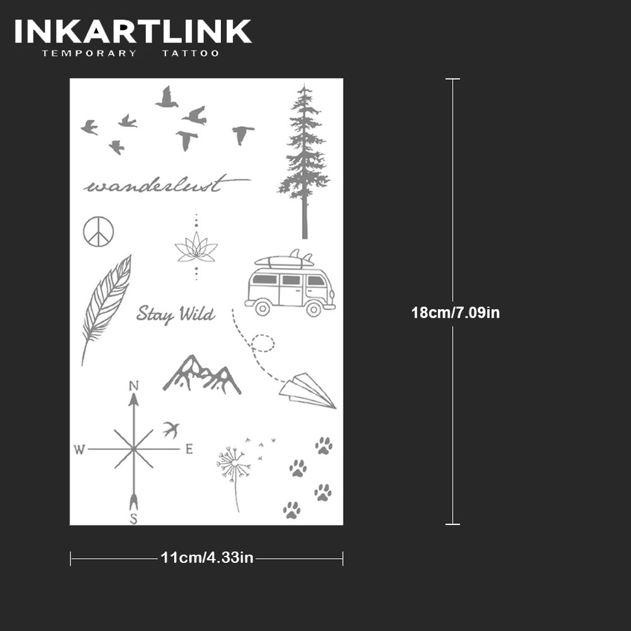 INKARTLINK Temporäres Tattoo Bäume und Papierflieger, wasserfest, semi-permanent - Bild 4