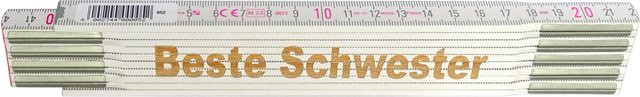 Stabila Zollstock aus Holz mit Lasergravur Beste Schwester, weiß, Länge: 2 m - Bild 1