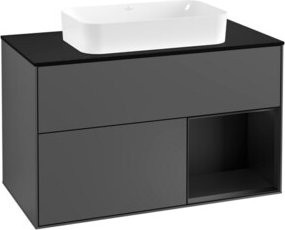 Villeroy & Boch Waschtischunterschrank Finion mit Abdeckplatte und Regalelement in Anthrazit, B/T/H: 100 x 50,1 x 60,3 cm - Bild 1