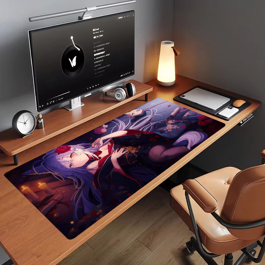 Großes Gamer-Mauspad T-Tenko Shibuki Mädchen Design, rutschfeste Schreibtischunterlage in Multicolour für PC und Laptop - Bild 5
