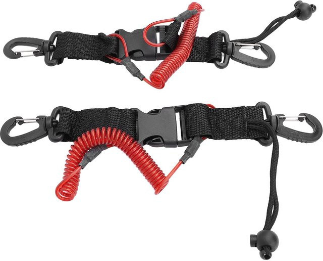 GoolRC Tauchen Lanyard Set aus Edelstahl mit Federgewickeltem Schnellverschluss für Kamera und Licht, Schwarz, 2 Stück - Bild 1