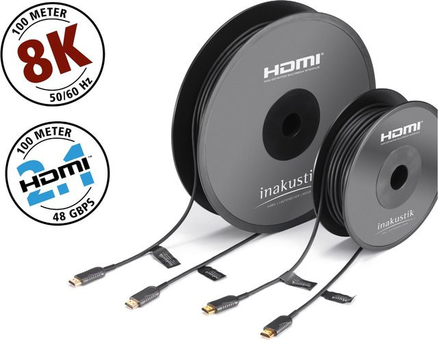 In-Akustik Profi HDMI 8K LWL Kabel 48Gbps Schwarz, Länge: 5 m - Bild 1