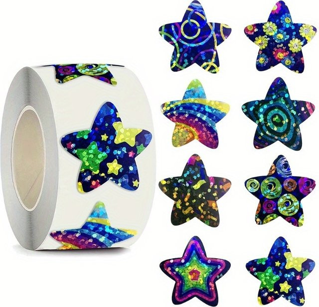 500 Stück glitzernde Stern-Aufkleber in Mehrfarbig, selbstklebende funkelnde Sterne aus Papier für Bastelarbeiten - Bild 1