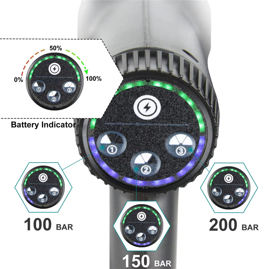 HGTUGO 18V Kabellose Hochdruck-Wasserpistole mit 200 Bar und 3500W, Drahtloser Schaumgenerator und Autowaschpistole für Auto, Haus und Garten in Grau-Schwarz - Bild 3