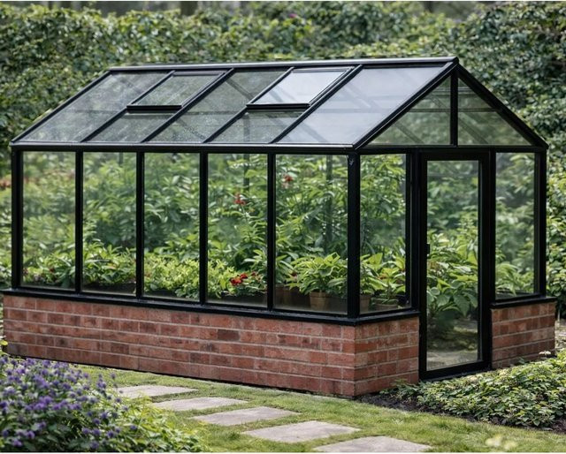 Bloomcabin Wandgewächshaus GHWM3 aus Aluminium und Sicherheitsglas in Schwarz - Bild 1