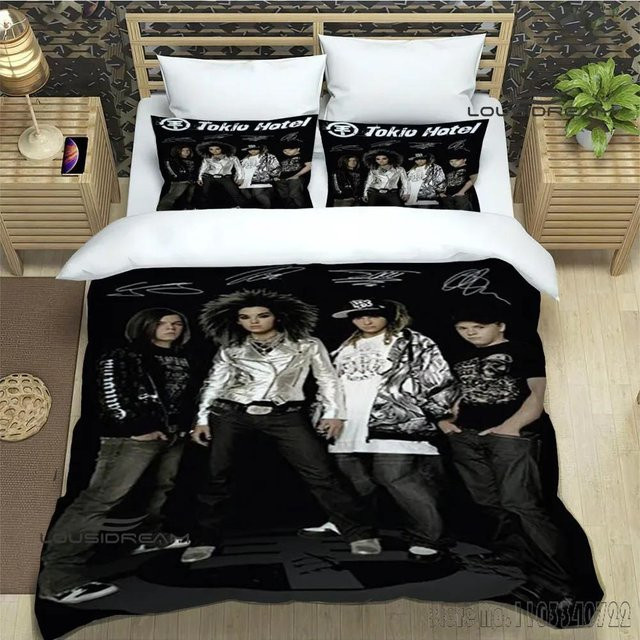 JMG Household Supplies Bettwäsche-Set Tokio Hotel Band mit Bettbezug und Kissenbezügen, Mikrofaser, Mehrfarbig, B/T: 229 x 229 cm - Bild 1
