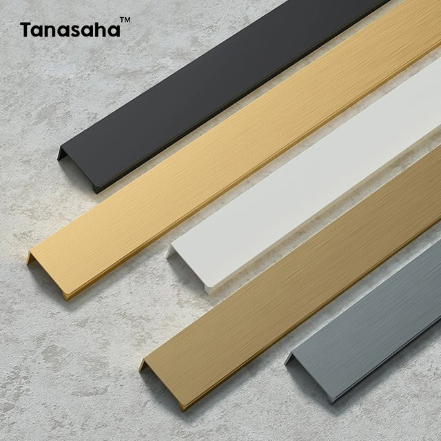 TANASAHA Versteckte Möbelgriffe aus Aluminiumlegierung in Shell Brown für Küchenschränke, Kommoden und Schubladen - Bild 1