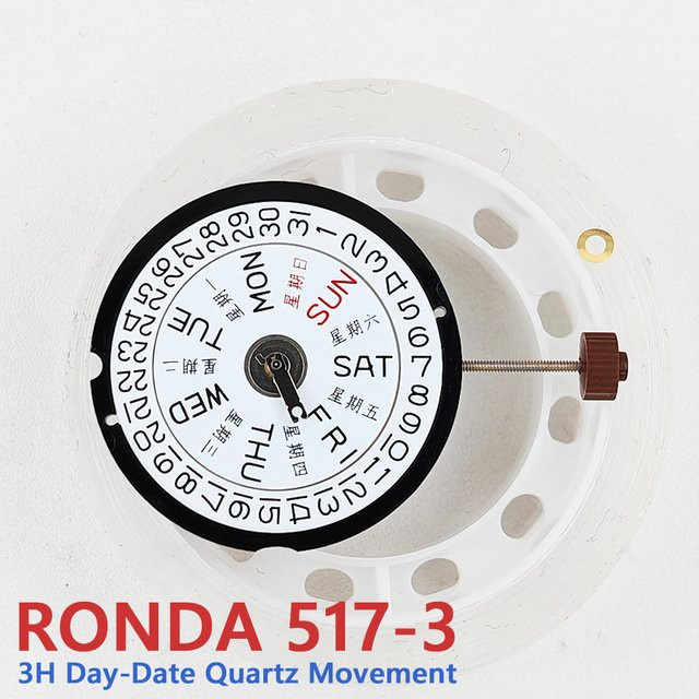 RONDA Quarzuhrwerk, 3 Stunden Tag-Datum-Modifikation, batteriebetrieben - Bild 1
