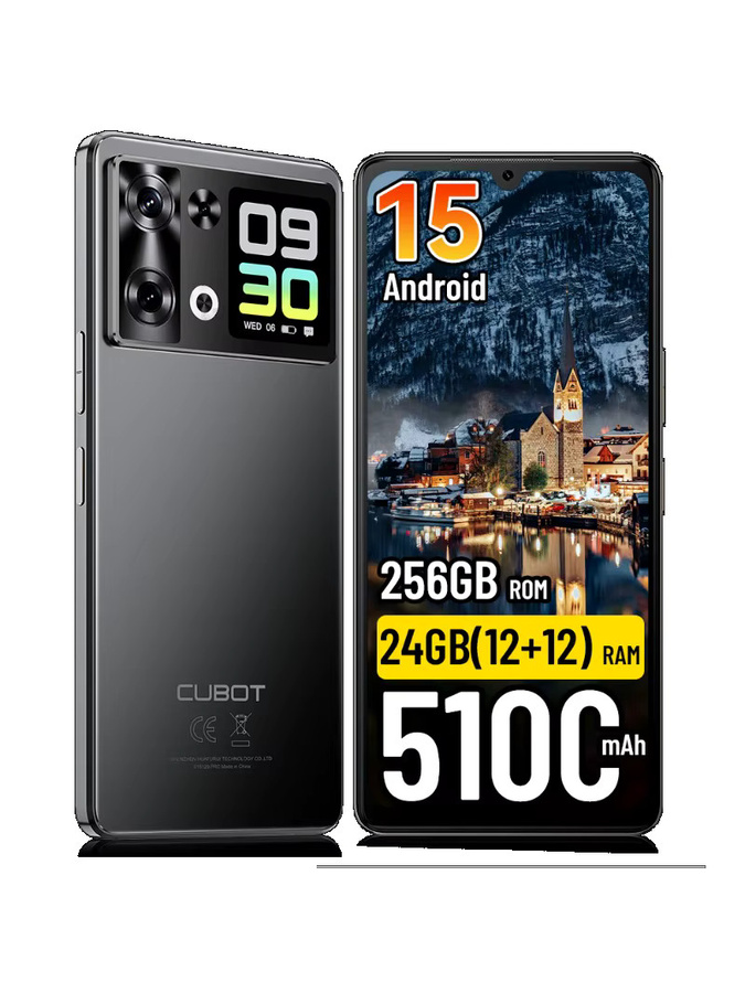 Cubot P90 Smartphone Android 15 Schwarz mit 256GB Speicher, 24GB RAM, 6,88 Zoll 120Hz Display, 64MP Kamera, 5100mAh Akku, NFC und Fingerabdrucksensor - Bild 7