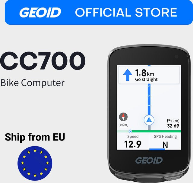 GEOID CC700/CC700Pro GPS Fahrradcomputer mit 2,8-Zoll-Farbdisplay, wasserdichter Fahrrad-Tacho mit Routennavigation und Geschwindigkeitsmesser in Schwarz - Bild 1