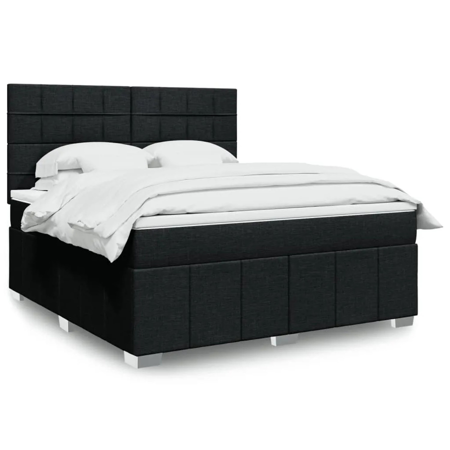 vidaXL Boxspringbett mit Matratze Schwarz B/T/H: 180 x 200 x 140,5 cm mit USB-Anschluss und Unterbettbeleuchtung - Bild 2