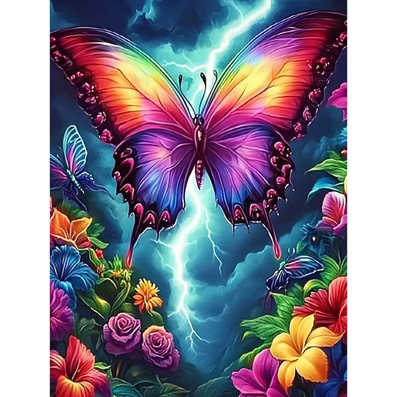 HUACAN Diamantmalerei DIY Set mit Schmetterling und Blumen Motiv in Multicolour, Breite: 40 cm, Höhe: 40 cm, Tiefe: 30 cm - Bild 4