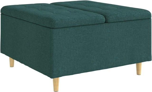 vidaXL Aufbewahrungsottomane Dunkelgrün Stoff B/T/H: 80 x 80 x 45 cm - Bild 1