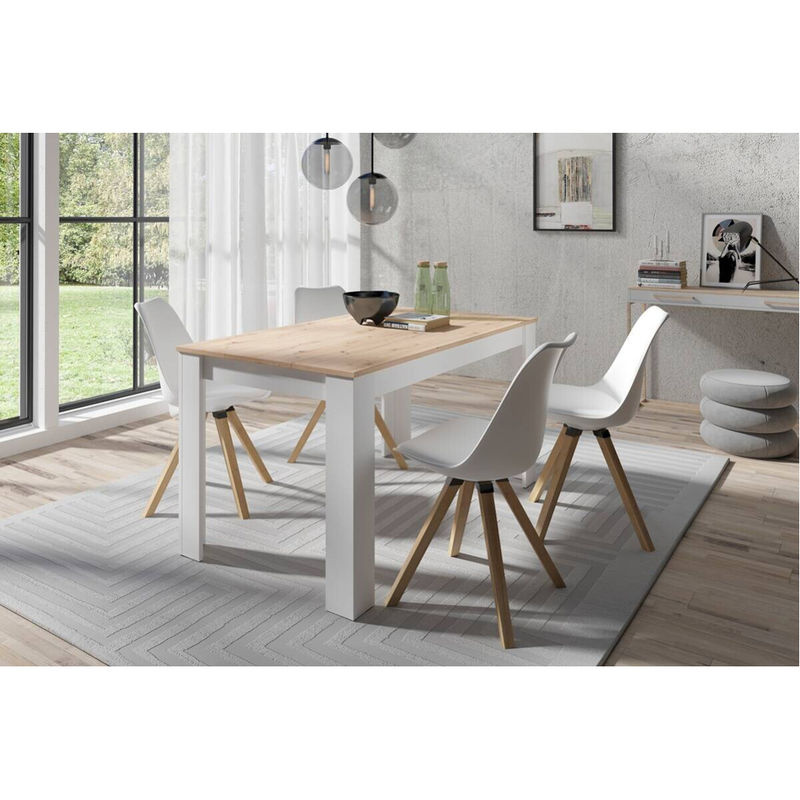 byLIVING Tischgruppe mit Tisch und 4 Stühlen in Weiß und Anthrazit, Eiche Optik, B/T/H: 140 x 80 x 75 cm - Bild 3