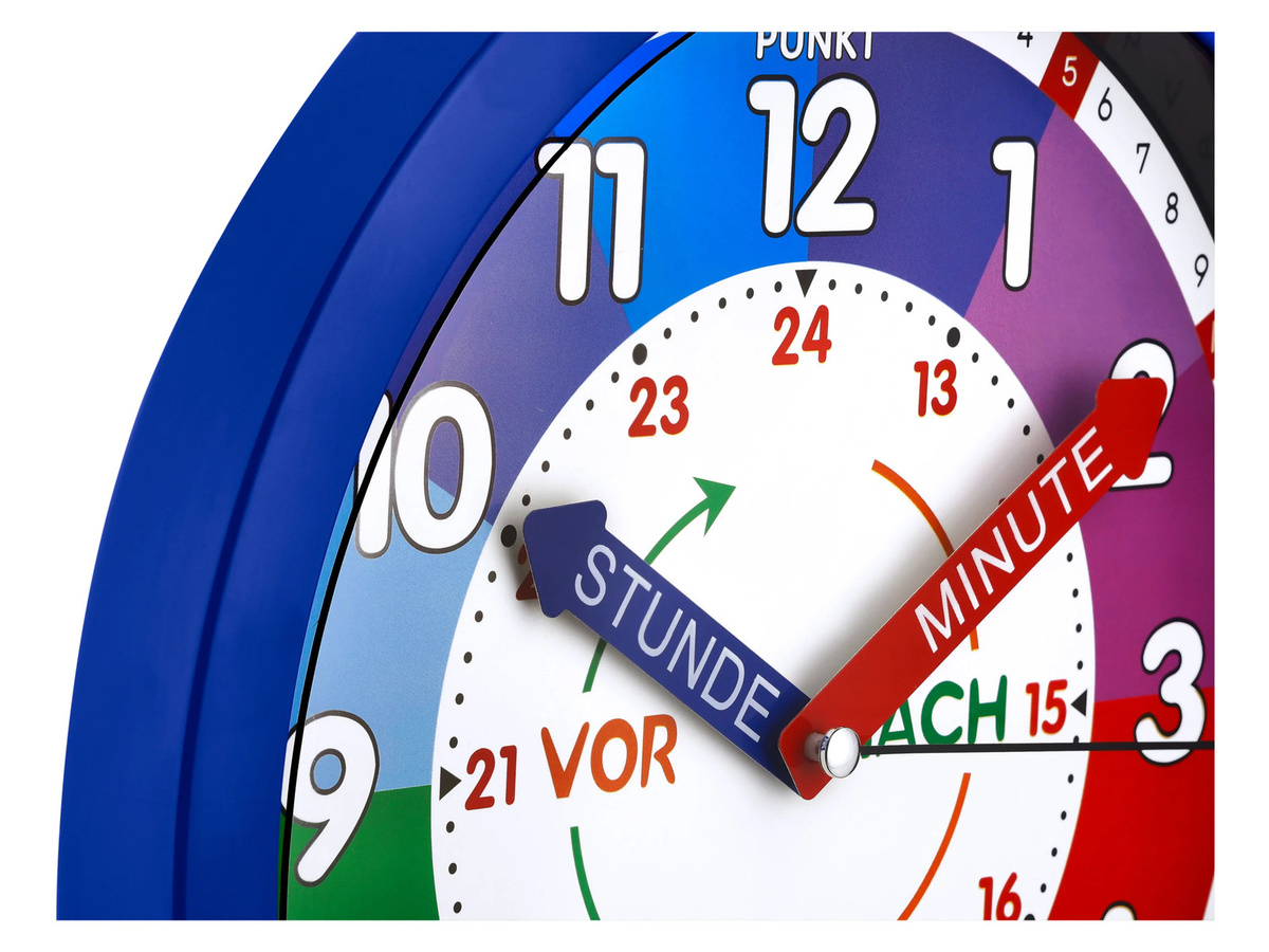LUPILU Lern-Wanduhr analog in Blau für Kinder mit Quarzwerk und Glasfront - Bild 4