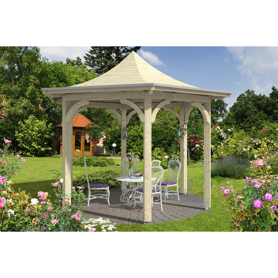 Skan Holz Pavillon Versailles aus Leimholz Fichte in Beige mit Zeltdach B/H/T: 418 x 332 x 360 cm - Bild 2