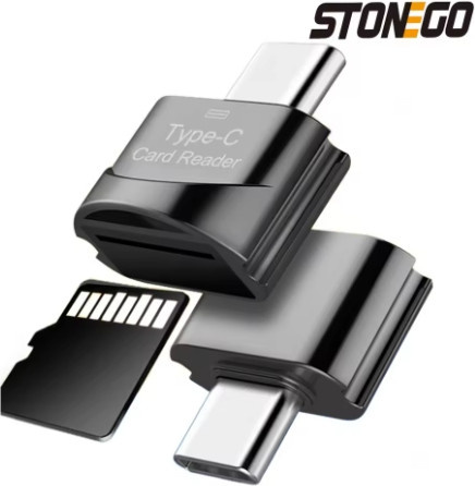 USB-C zu Micro-SD TF OTG Kartenleser Mini Kartenleser in Schwarz für Smartphone und Laptop - Bild 1