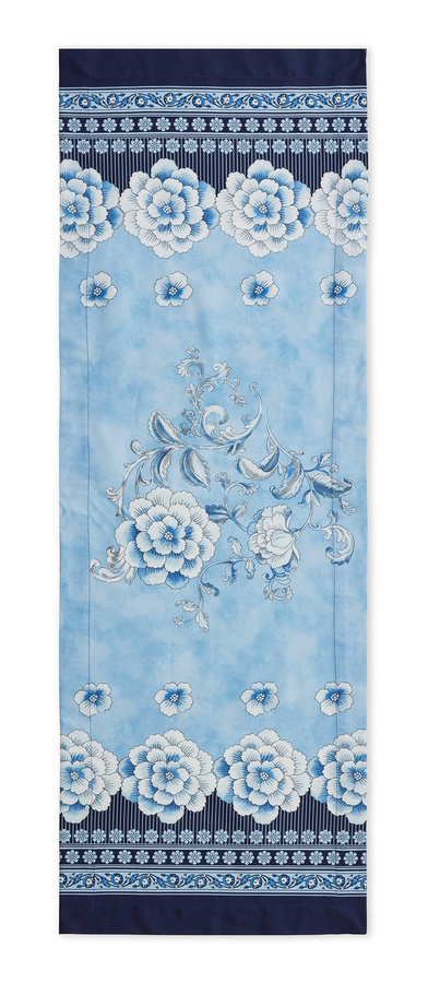 Bassetti Tischläufer Twill PARAGGI aus Baumwolle in Blau mit floralem Muster - Bild 1