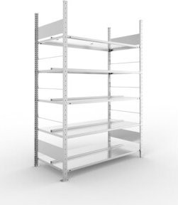 Meta Büroregal S3 COMPACT doppelseitig verzinkt silber H: 185 cm, B: 125 cm, T: 60 cm - Bild 1