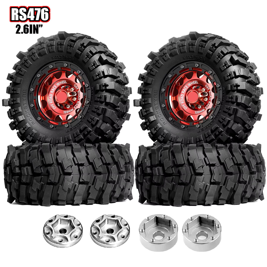 MJX All Terrain Soft Rubber Crawler Autoreifen und Felge, 2,6 Reifen, Schwarz - Bild 5
