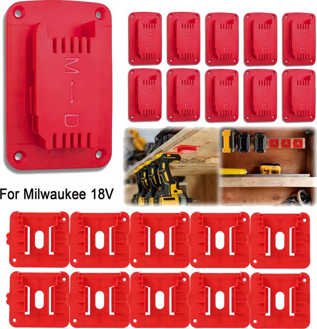 20 Stück Werkzeughalter und Batteriehalterung für Milwaukee 18 V Batterien in Gelb und Rot - Bild 1