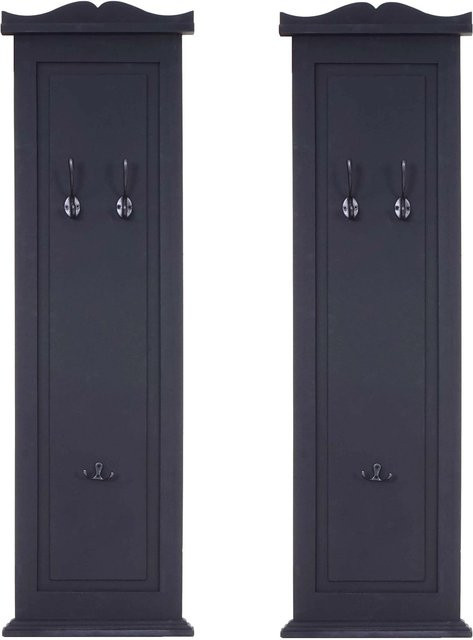 BERLINLODGE Garderobe 2er-Set aus Paulownia Holz in Anthrazit, moderne Wandgarderobe mit Haken, B/H/T: 109 x 28 x 5,5 cm - Bild 1