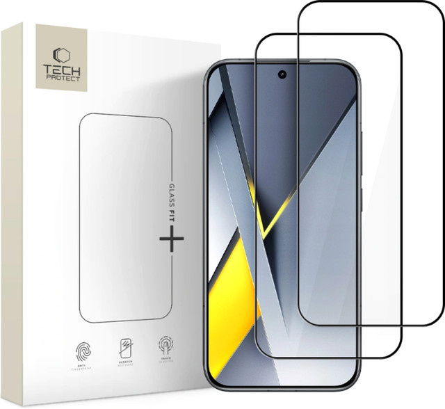 Tech-Protect FIT+ Schutzfolie aus gehärtetem Glas für Xiaomi Poco F8 Pro, 2er-Set, Schwarz - Bild 1