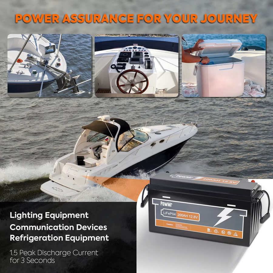 PowMr LiFePO4 Batterie 12V 200Ah 12,8V 2560Wh mit integriertem BMS und Schutzfunktionen in Schwarz - Bild 7