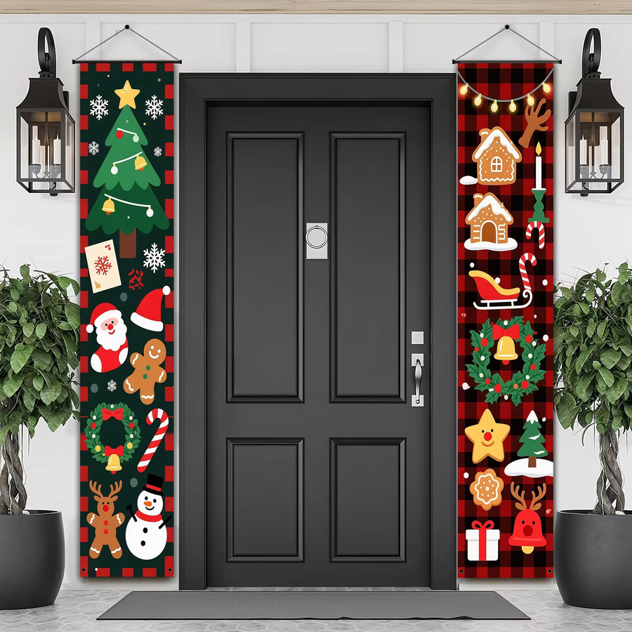 VIKAMA 2er Set Weihnachtliche Hängedekoration für Tür und Veranda in Mehrfarbig - Bild 2