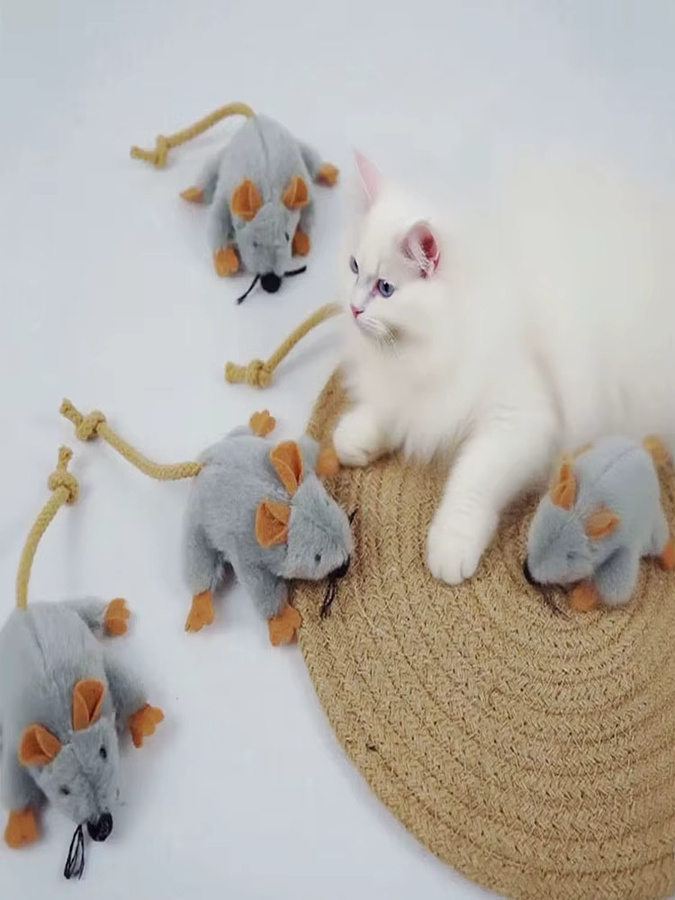 PKFC Plüsch-Katzenspielzeug Maus, mit beweglichem Schwanz und Sound - Bild 1