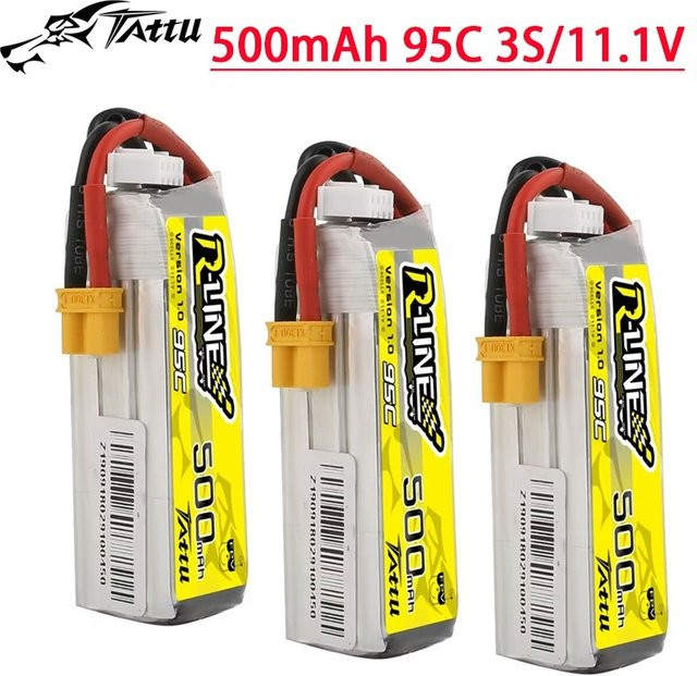 Tattu R-Line 1.0 LiPo Akku 3S 11,1 V 500 mAh für RC Hubschrauber, Quadcopter und FPV Renn-Drohnen - Bild 1