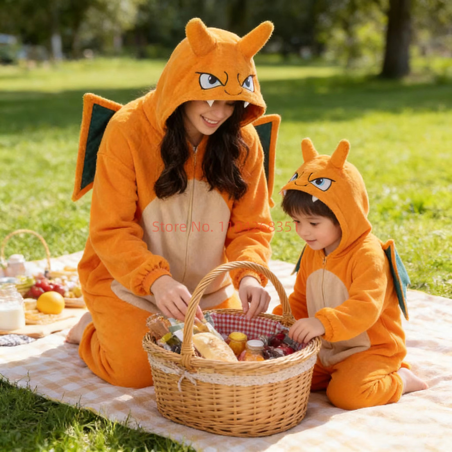 Bandai Pokémon Glurak Kostüm Pyjama, Overall, Unisex - Bild 3