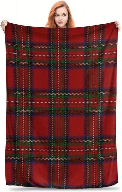 JMG Household Supplies Flanell Fleece Decke mit schottischem Karoprint in Rot, B/B: 130 x 150 cm - Bild 1