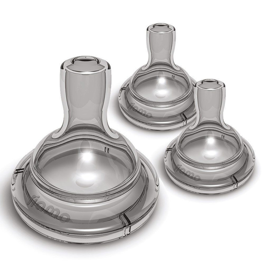 iiamo Trinksauger 3er Pack für Flasche Go, Silikon, Grösse 2 Medium, transparent, BPA-frei mit Anti-Kolik-Ventil - Bild 1