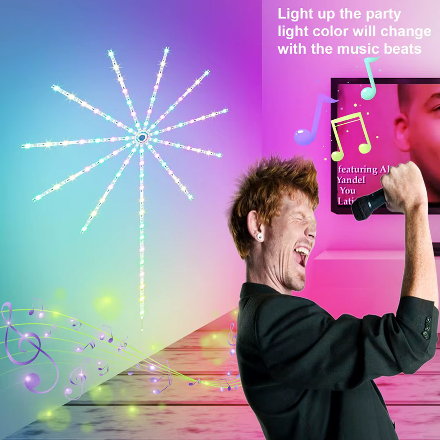 Smartes RGBIC LED Feuerwerk Streifen Licht mit Tuya WiFi und Fernbedienung, USB 5V Multicolour Musik-Synchronisation für Schlafzimmer und Weihnachtsdekoration - Bild 3