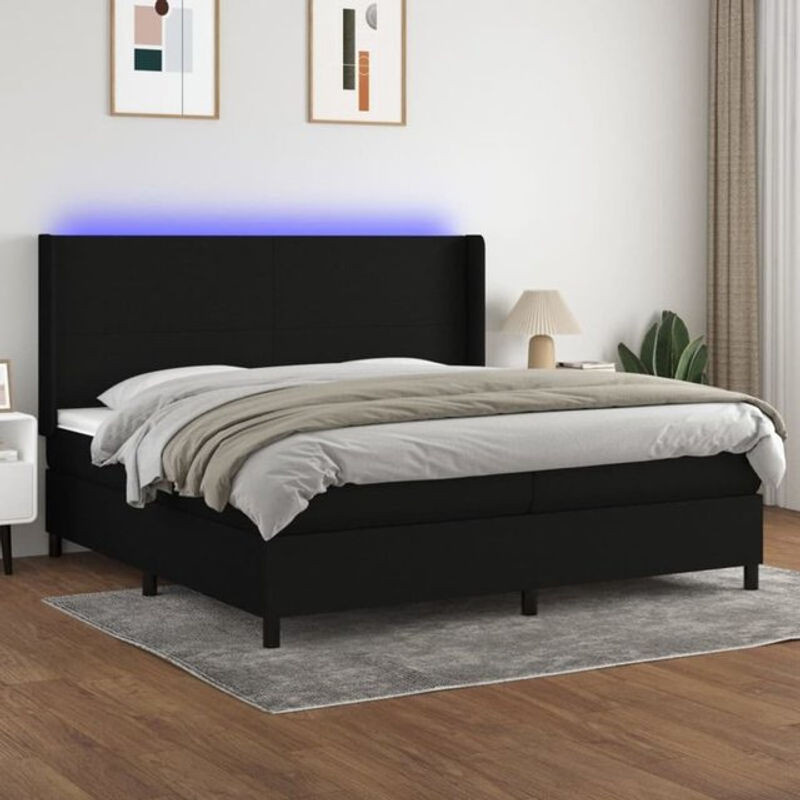 vidaxl Boxspringbett mit Matratze in Schwarz aus Stoff und Holzwerkstoff B/T/H: 200 x 118 x 203 cm - Bild 1