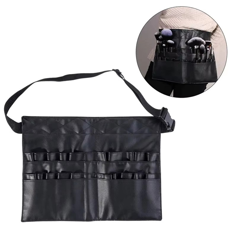 Schwarze Make-up-Pinseltasche aus PU-Leder, glänzend - Bild 4