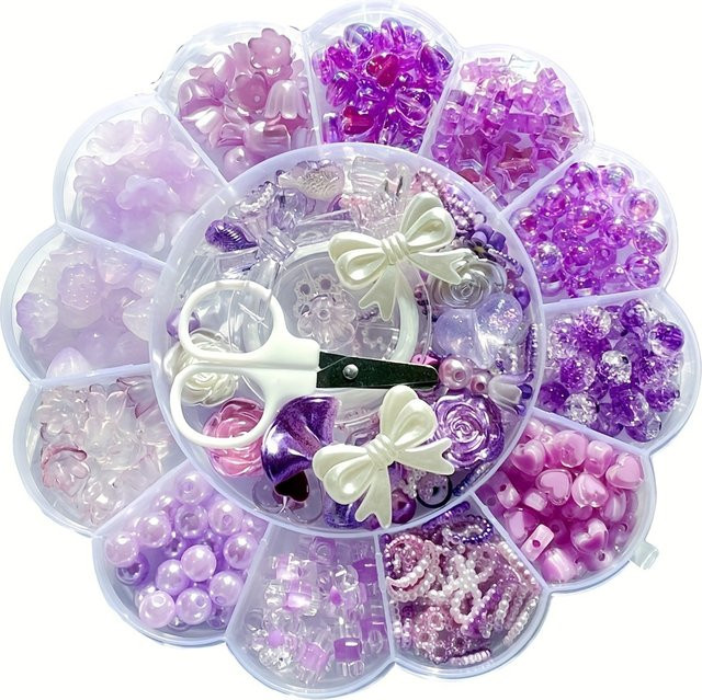 QYWCTZ Schmuck-Dekorperlen, 13-teiliges Set, Lila Pflaumenblüten, Acryl, Unisex - Bild 1
