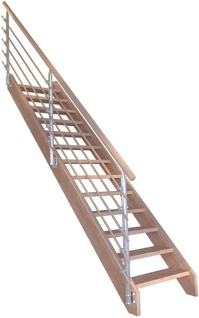 StarWood Treppe Mykonos Pro Gerade aus Buche in Braun, Breite: 90 cm, Höhe: 280 cm, Tiefe: 23 cm - Bild 1