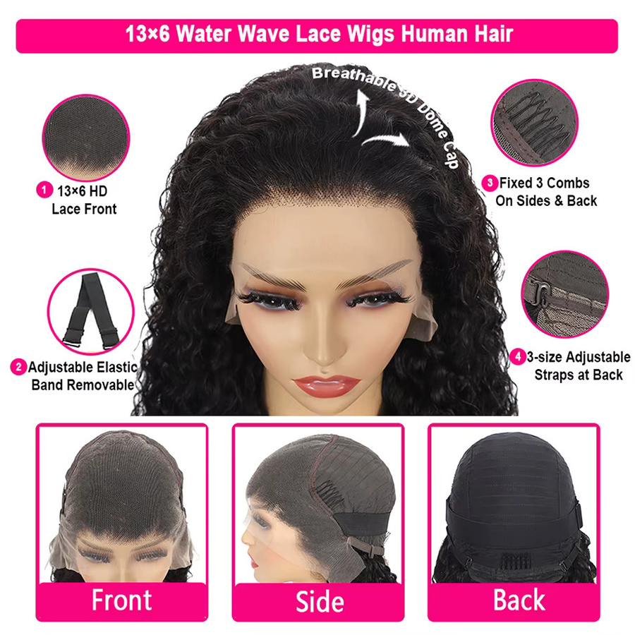 TENDRESSE Wasserwellen Lace Front Perücke, 100% Echthaar, Damen - Bild 5