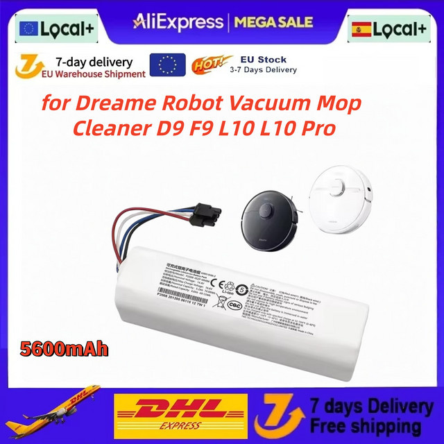 Original Ersatzakku mit 5600mAh für Dreame D9, F9, L10 und L10 Pro Roboter-Staubsauger, Lithium-Ionen-Akku in Weiß - Bild 1
