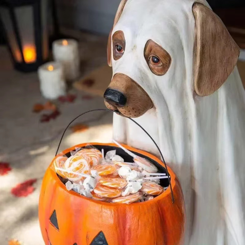 Jiahomily Halloween Hunde-Elfen Dekoration aus Keramik für deine Party und Wohnkunst - Bild 2
