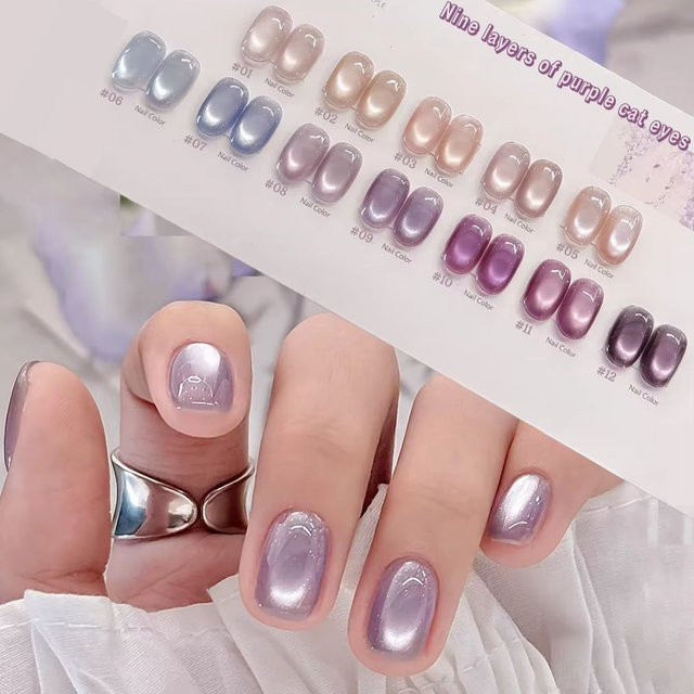 MISS SHAKA Aurora Lila Katzenauge Gel-Nagellack, Schimmernd, 12 ml - Bild 1
