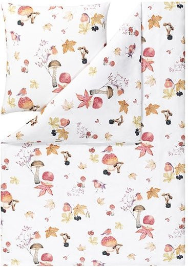 Estella Bettwäsche Autumnly aus Kuschelflanell mit floralem Naturdesign in Weiß - Bild 1