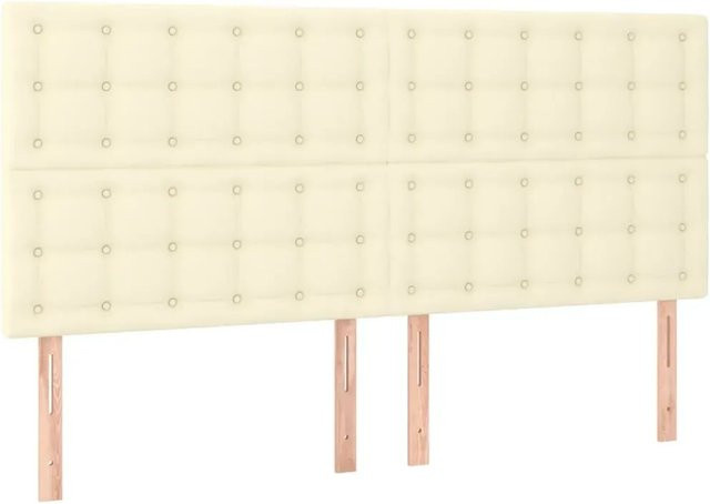 vidaXL LED Kopfteil aus Kunstleder in Creme mit USB-Ladeport und integrierter Beleuchtung, Breite: 180 cm, Tiefe: 5 cm, Höhe: 118-128 cm - Bild 1