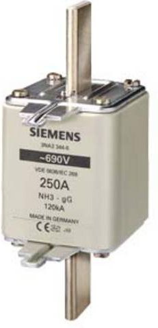 Siemens Sicherungseinsatz 3NA33446 Sicherungsgröße 3, 250A, 690V, Weiß, 3er-Pack - Bild 1