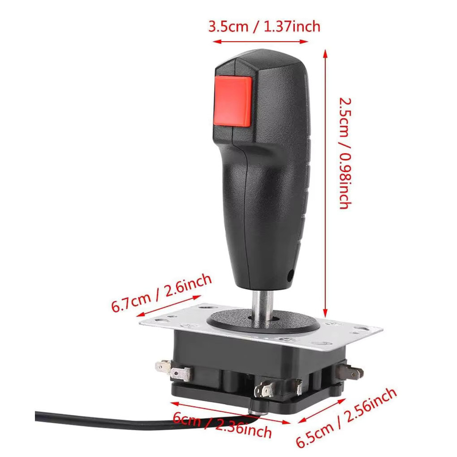 elenxs Arcade Joystick Flight Stick mit Vibrationstrigger, roter Fire Button und 8-Wege-Richtungssteuerung für DIY-Projekte - Bild 5