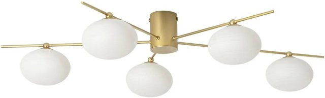 Lindby Deckenlampe Valisa in Gold und Messing mit weißem Glas, 5-flammig, G9 - Bild 1