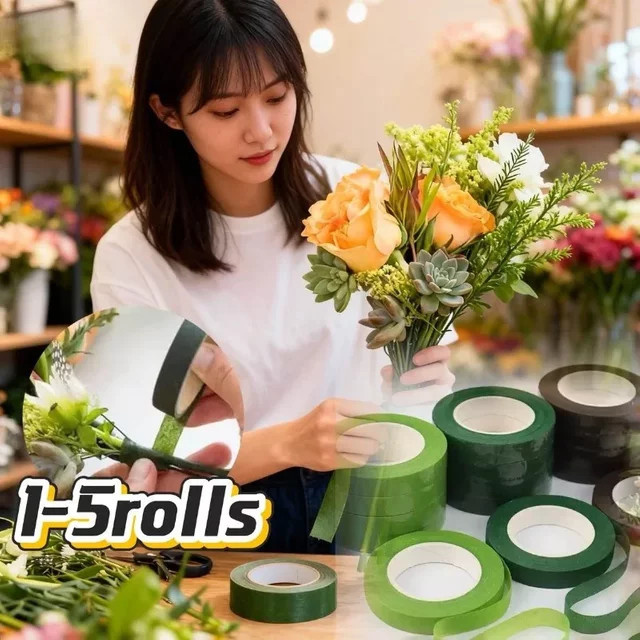 Selbstklebendes grünes Blumenband aus Papier für DIY Blumen-Dekorationen bei Hochzeiten und Partys - Bild 1