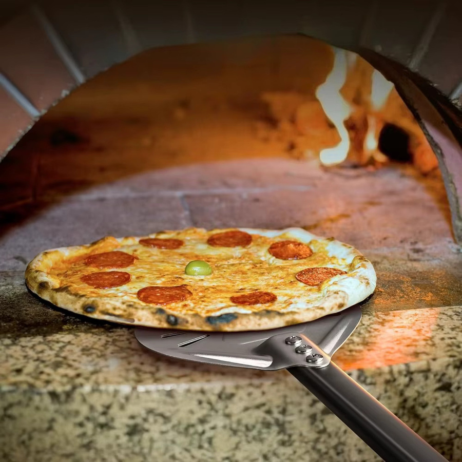 FEB.WIND Pizza-Drehspatel aus Aluminium in Silber, 7 Zoll (17,78 cm) runder Pizzaschaufel mit Metallgriff für den Pizzaofen - Bild 4